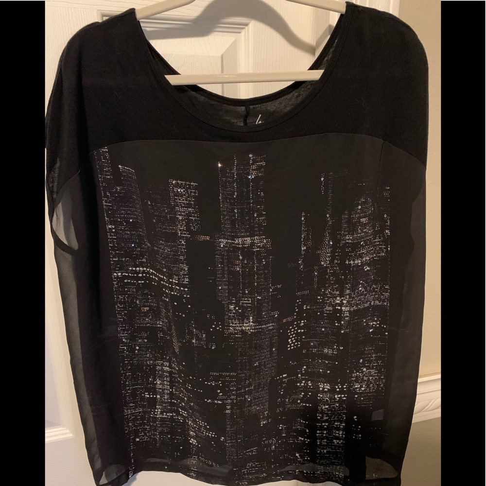 Sheer top with cap sleeves